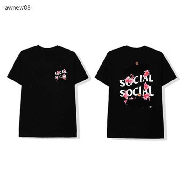 

summer assc men's t shirt anti social club trend flower butterfly loose print short-sleeved men and women couples t-shirt motion curren, White;black