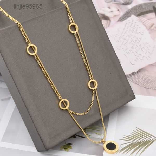 

pendant necklaces double layered clover necklace 18k gold stainless steel jewelry for 21111111, Silver