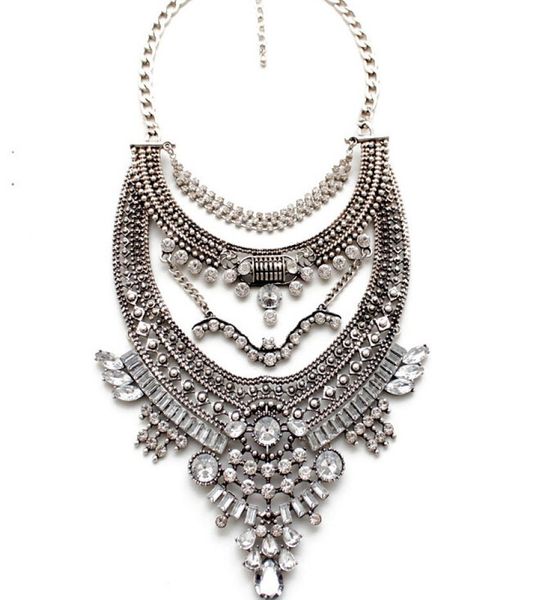 

fashion chinese folk necklace with manmade diamond classic vintage necklace sweater chain retro necklace electroplate jewelry9616439, Silver