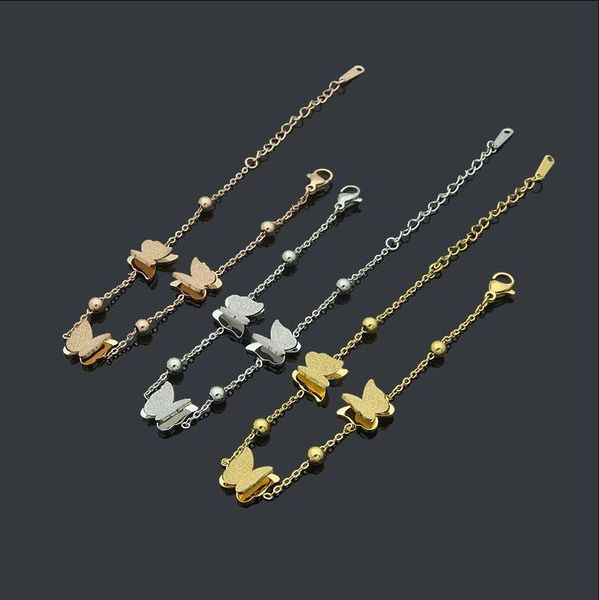 

tennis european and american designer brand fashion jewelry frosted butterfly bracelet women's butterfly room round bead versatile 2023, Golden;silver