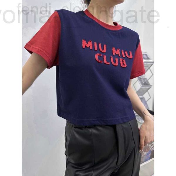 

women's t-shirt designer s spring and summer new round neck color matching fashionable short design cotton comfortable casual versatile, White