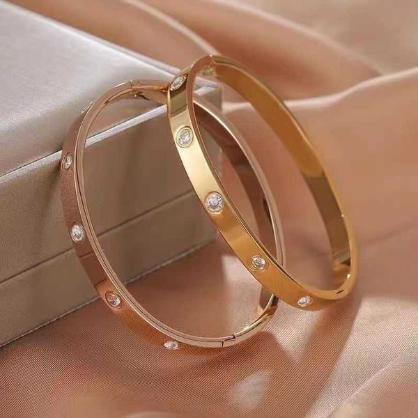 

high version s925 sterling silver 18k rose gold love bracelet for men and women wide narrow version diamond four couple colorless xgwb, Black