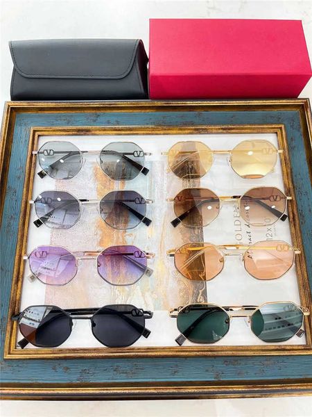 

2023 new valencia polygonal ins fengwang red same metal chain sunglasses va2040, White;black
