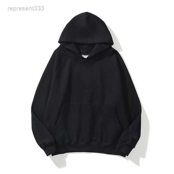 

designer warm hooded essentialhoodie men's fashion streetwear pullover sweatshirt loose essentail hoodie couple clothing tech fleece ja, Black
