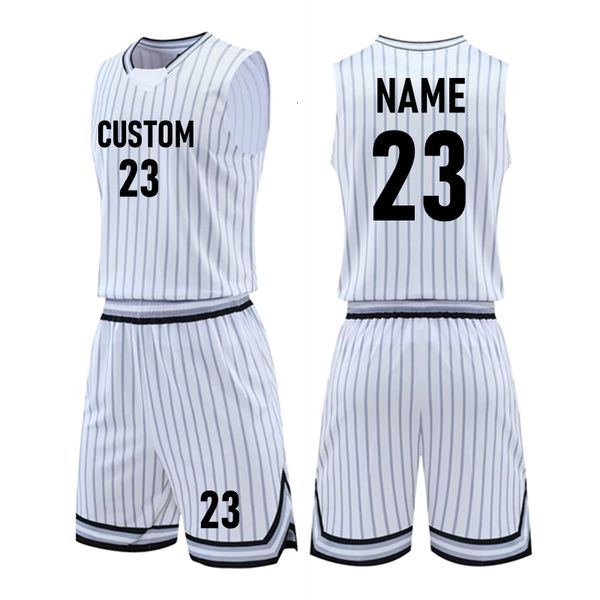 

jerseys kids basketball jersey set child men basketball clothes stripe sportswear training vest shorts suit team uniform custom 230710