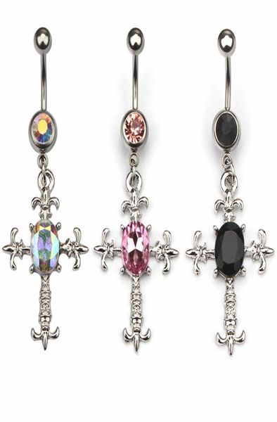 

d0522 cross style belly navel button ring01234567898442203, Silver