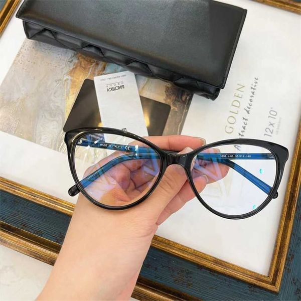 

sunglasses 2023 new houhu american small fragrant cat's eye personalized pure magic glasses beauty eyeglasses frame ch3393, White;black