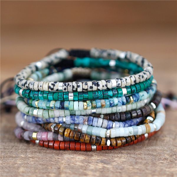 

chain simple yoga bohemia natural stone beads adjustable bracelet stretch tibetan gemstones dainty bracelets for women drop 230710, Black