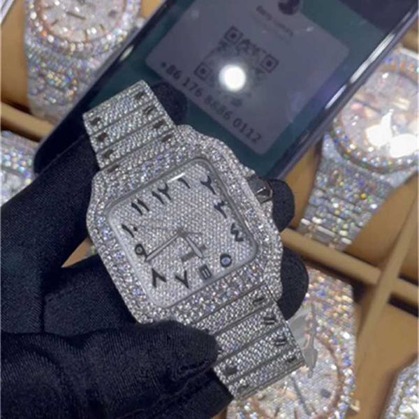 

movement watch with diamond watches luxury mens watch movement for men iced out watch moissanite watch wristwatch mechanical automatic desig, Black;brown