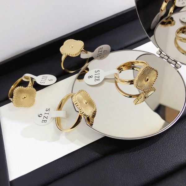 

designer cluster rings four leaf clover womens jewellery rings supplies sier plated stainless steel new pattern ring fashion versatile, Golden;silver