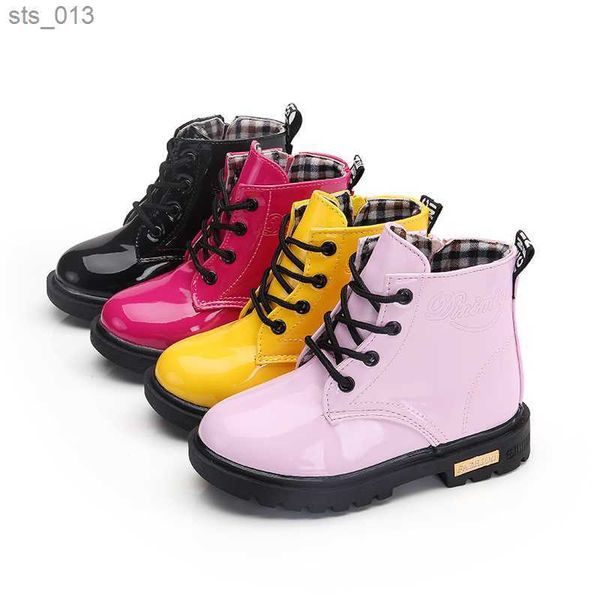 

kids leather boots boys shoes spring autumn pu children boots fashion toddler girls warm winter boots l230518, Black;grey