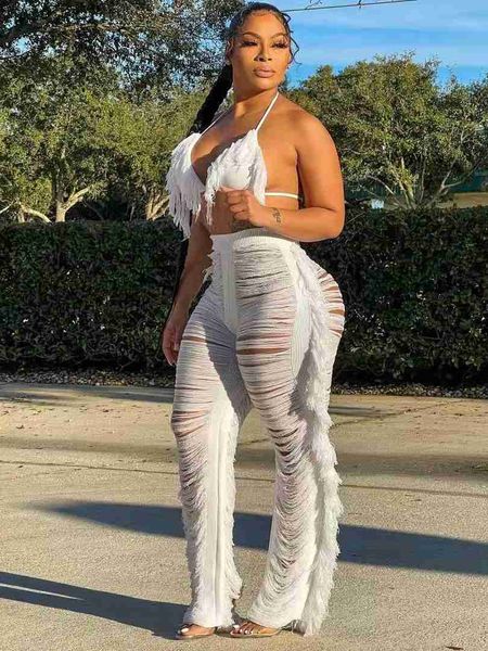 

solid bikini fringed knitted beach crochet 2 piece set beach wear cover up vacation bottoms pants bulk item in wholesale lots l230621, Black;white