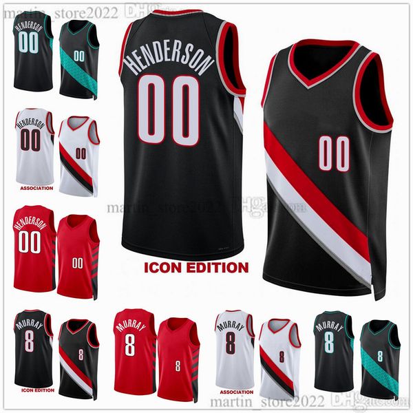 

00 scoot henderson jerseys 2023 draft pick basketball 8 kris murray, Black;red