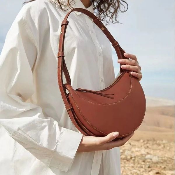 

new bag polene exquisite leather half moon bag designer shoulder bag handbag wallet messenger underarm bag