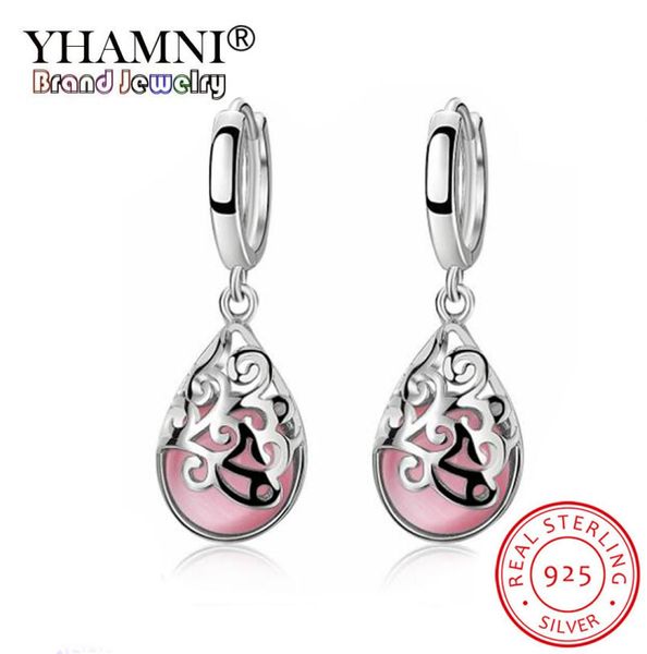 

yhamni original 925 sterling silver round opal stone big drop earrings for women fashion temperament moonstone brinco lves65689651155, Golden;silver