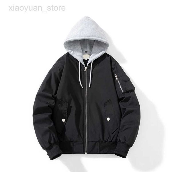 

men's jackets hooded bomber jackets for men vintage oversize baseball jacket with knit hat pilot windbreaker ma1 coat ma-1 streetwear s, Black;brown
