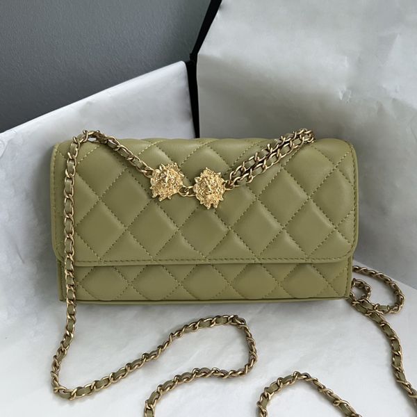 

mirror quality designer flap bag fashion 2023 women shoulder bag with gold metal loin eyes luxury lady woc small wallet genuine leather with