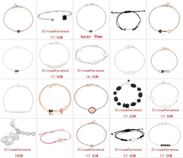 

2021 100 925 sterling silver classic cute bear bracelet fashion ladies jewelry factory whole9013929, Golden;silver
