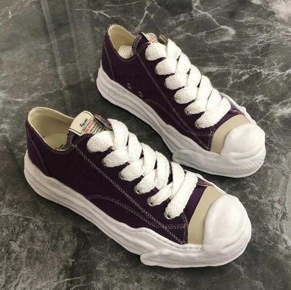 

mmy shell shoes mihara yasuhiro dissolved shoes hank low-cut flat shoes sneakers designer universal canvas sneakers lace trim molding toe wo, Black