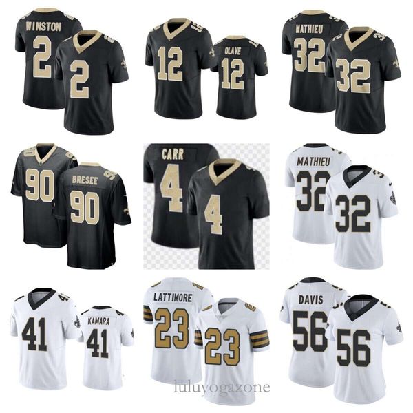 

football jersey 41 ain kamara 4 derek carr 2 jameis winston 7 taysom hill 94 cameron 30 jamaal williams 56 demario 23 lattimore 32 mathieu 1, Black;red