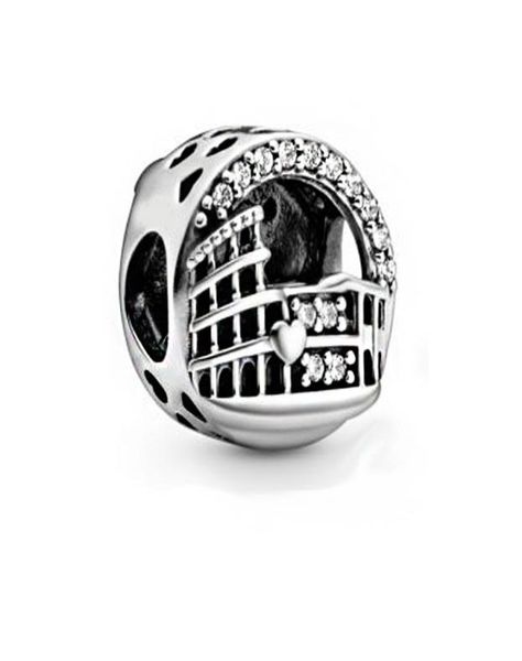 

new real 925 sterling silver color rome colosseum openwork charms beads fit women gift european original bracelet diy fashion jewe1629046, Black