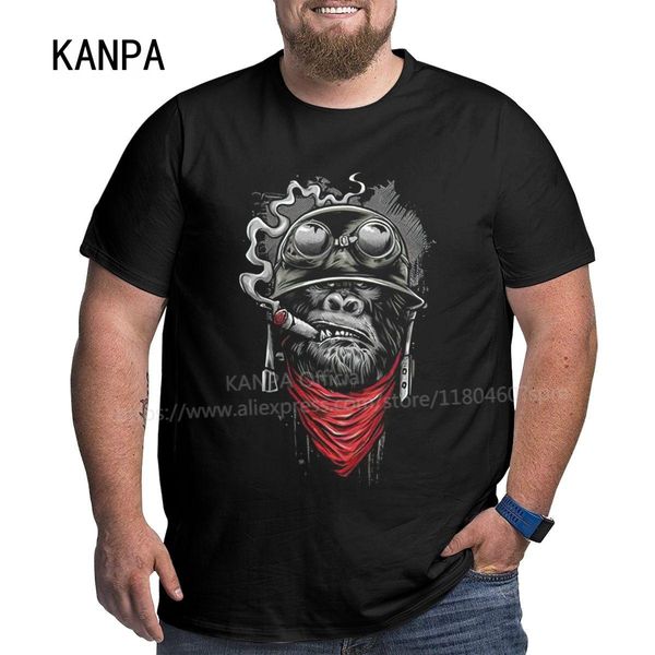 

raincoats smoking monkey design men's oversized tshirts good quality cotton tee short sleeve t shirts big tall man summer clothing, Black