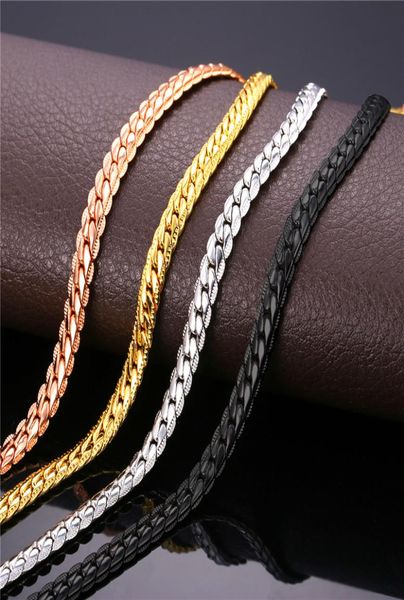 

fashion goldplatinumrose goldblack gun plated perfect men jewelry u7 punk chunky chain necklace bracelet hiphop accessories jm03912923, Silver