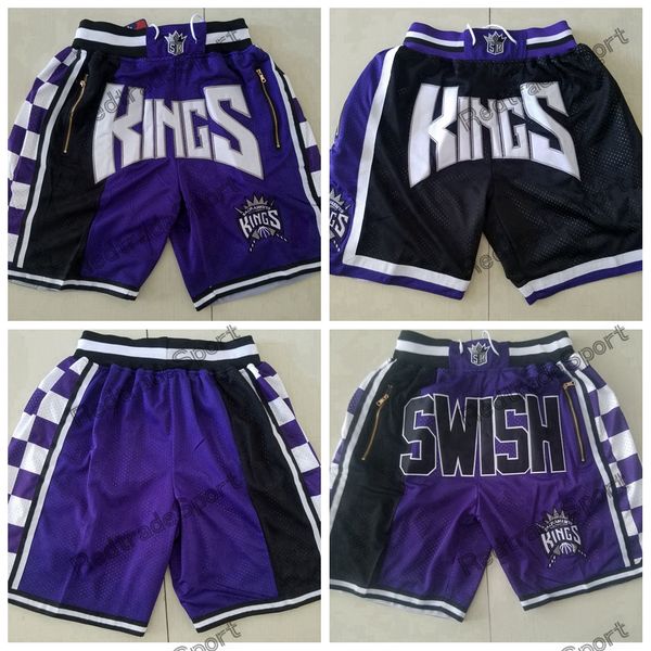 

vintage just purple don basketball shorts just don short with pockets retro 1998 lack mens zipper short stitched team basketball shorts s-xx, Black
