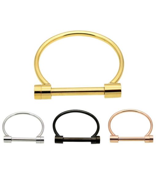 

fashion shackle screw stainless steel bracelets bangles bangle9888794, Black