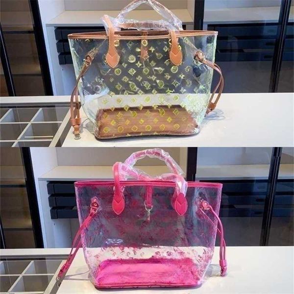 

brand transparent bag handbag designer bags beach bag tote bags portable large capacity eco-friendly pvc shopping bag fashion transparent to