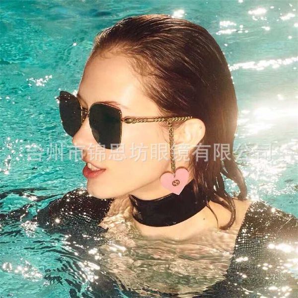 

2023 new gg0721s tassel earrings dark glasses ni same style chain pendant box sunglasses suitable for myopia, White;black