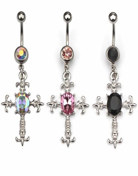 

d0522 cross style belly navel button ring01234567893154667, Silver