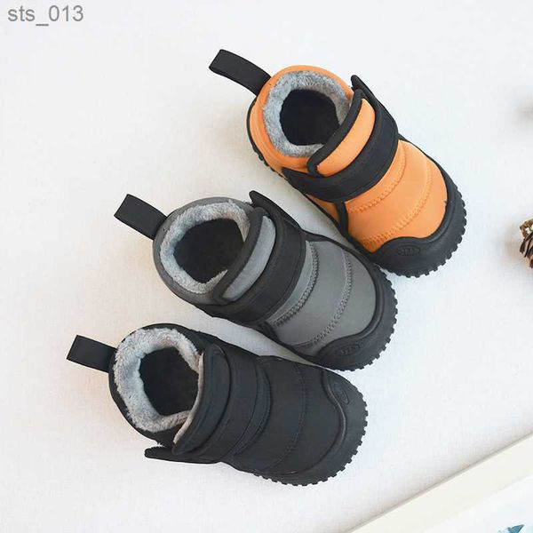 

winter children new velvets cotton shoes baby casual soft-soled warm cotton boots boys and girls fashion short snow boots l230518, Black;grey