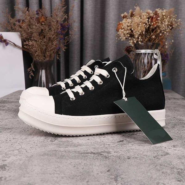 

luxury 2023 rick designer ro boots shoes owens s shoes low casual men's shoes s orange wax canvas sneakers women's board shoes, Black