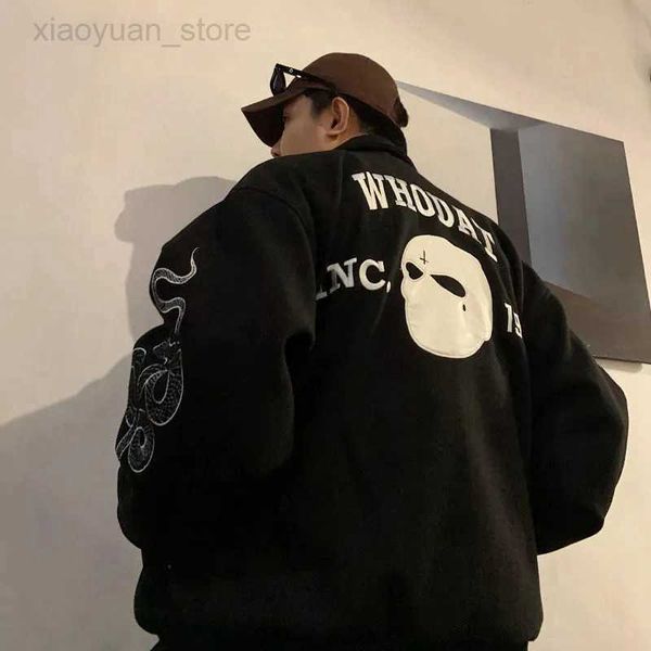 

men's jackets vintage skull gothic bone men's baseball uniform dark korean men's/women's versatile casual baseball suit, Black;brown