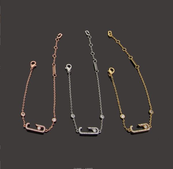 

tennis european and american designer brands fashion jewelry single diamond pin bracelet women's foreign trade bracelet with diamond, Golden;silver