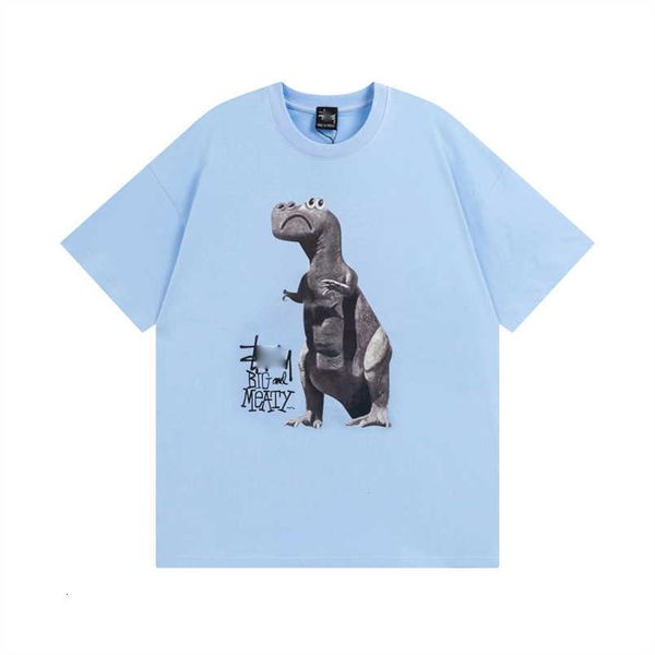 

2023 mens t-shirts stussys shirt letter lapel short sleeve womens summer european american fashion hip hop dinosaur printed cotton loose lar, White;black