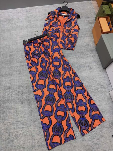 

women two piece set 2023 2 colour sleeveless casual highneck waistcoat jacket +wide legs loose long pants suits tracksuits outfit, White