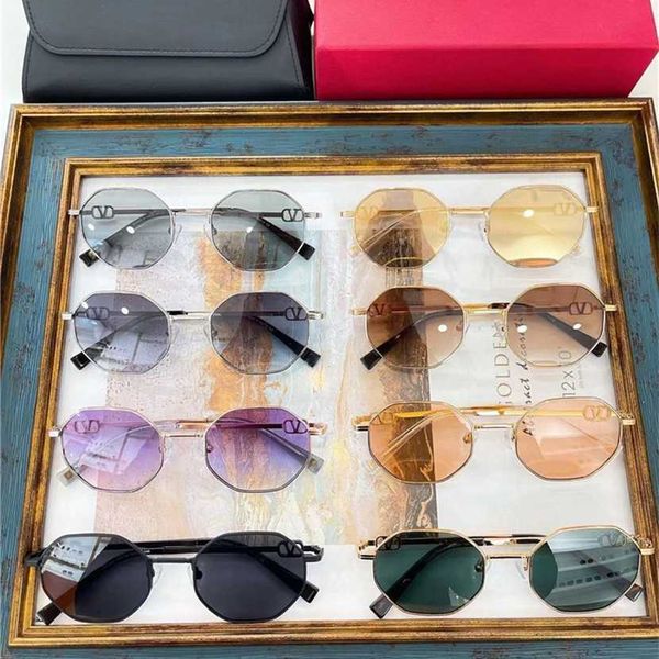 

2023 new valencia polygonal ins fengwang red same metal chain sunglasses va2040, White;black