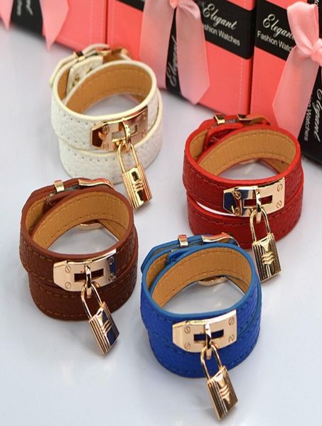 

new bracelet women multilayer loop leather bracelet narrow wristband lock bangle lady classic fashion cuff bracelet8009900, Golden;silver