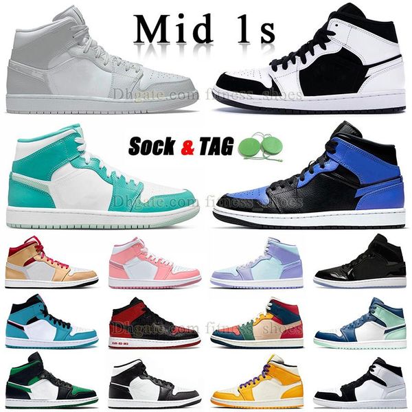 

designer new jumpman 1 mid basketball shoes grey camo marine green white black hyper royal 1s men women sneaker space jam balentine's d