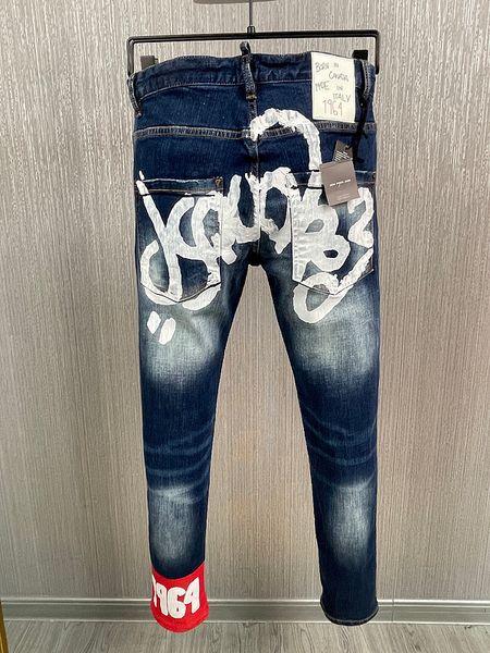 

mens jeans men jenas denim pants for male boys skinny coolguy cotton blue gray printed letters pocket dsqpleind2 slender trousers 230707