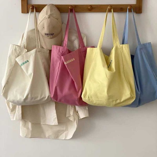

new cream series small and large capacity one shoulder canvas bag simple daily back casual tote bag