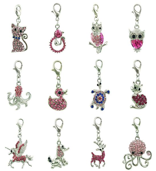 

mix pink rhinestone floating lobster clasp charms bulk animal pendants charms for jewelry making diy accessories3518589, Bronze;silver
