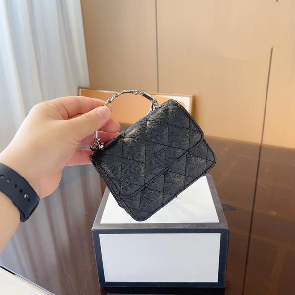 

2023 new women's shoulder bag fashion bag designer handbag caviar leather channel mini flap bag enamel handle designer bag