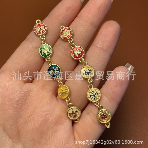 

charm bracelets copper plated colorful drop glaze five way god of wealth chain bracelet necklace diy handwoven material accessories cx200724, Golden;silver