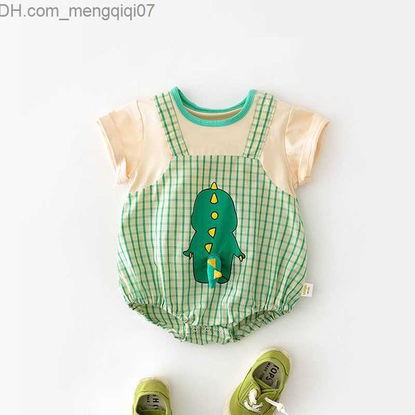 

rompers milancel 2023 summer baby skin-tight garment toddler boys one dinosaur baby garment z230710, Blue
