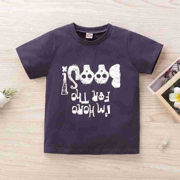 

designersummer casual short sleeved t-shirt for small and medium-sized children with skull print, korean version, versatile style, White