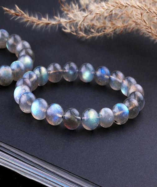 

natural labradorite stone bracelets for women gift blue lights gemstone bead strand stretch charm bracelet femme lj2009188536706, Black