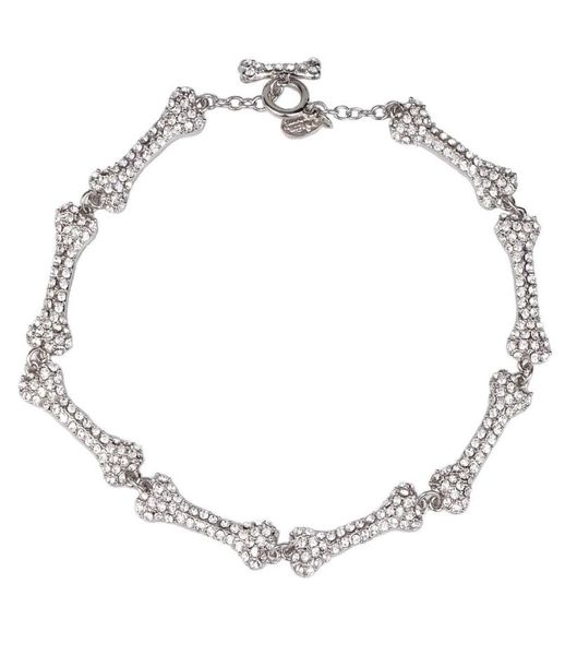 

eightsection bone necklace full of diamonds flashing diamonds fivesection bone saturn necklace european and american punk5244404, Silver